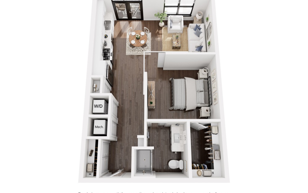 Greensward - 1 bedroom floorplan layout with 1 bathroom and 704 - 720 square feet